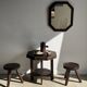 Vintage brown wooden octagonal mirror 58x48