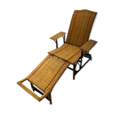 Chaise longue de jardin 1950 rotin et osier