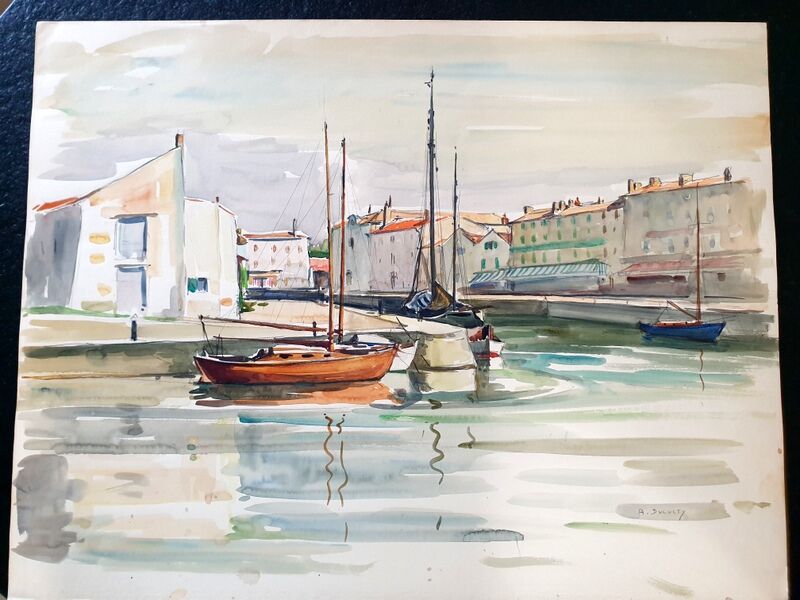 André Duculty (1912-1990) Watercolor on paper "Provencal Landscape" Signed lower right