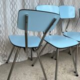 4 blue Formica chairs