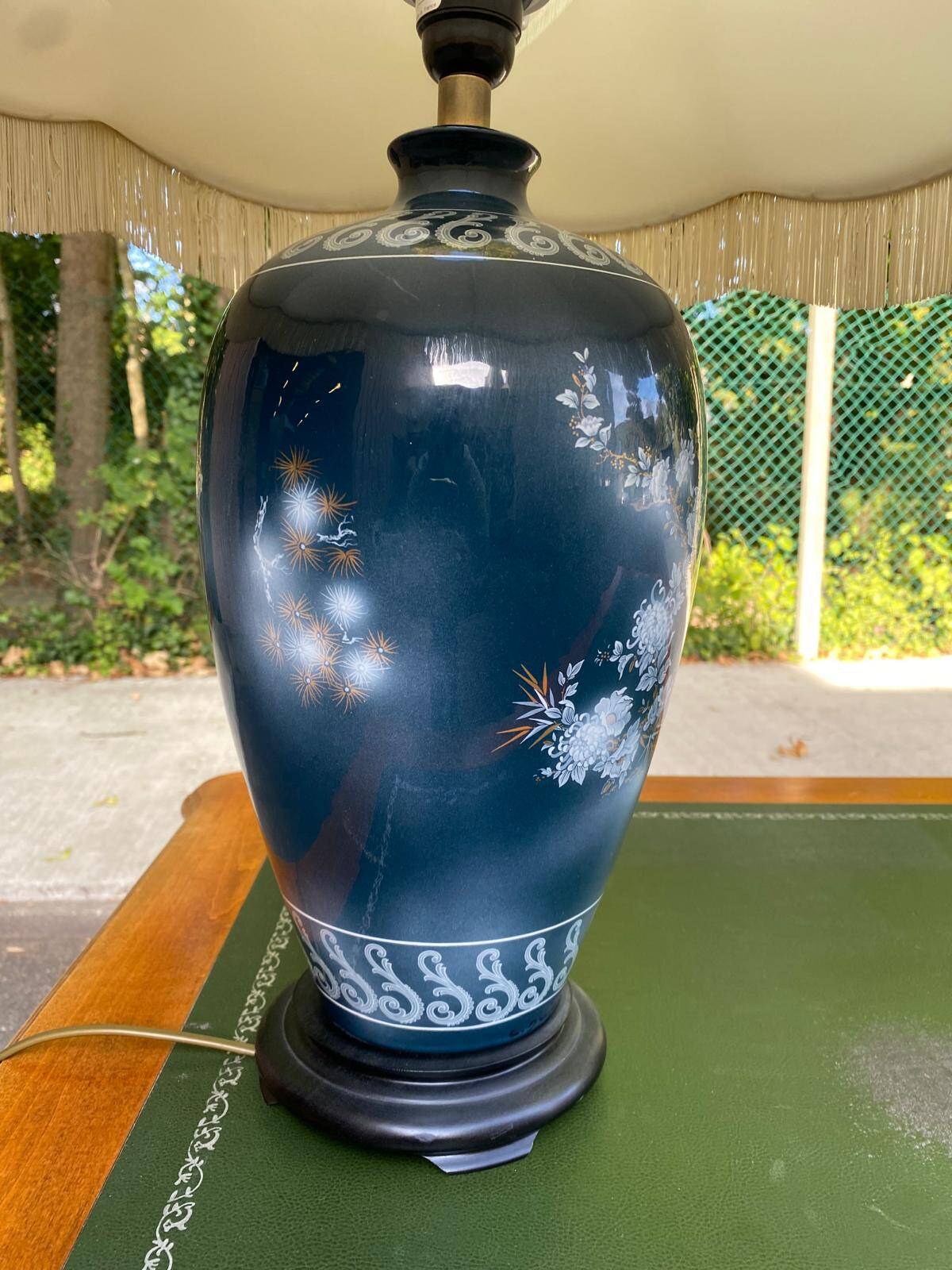 Large ceramic lamp Louis Drimmer France hand-painted 1980