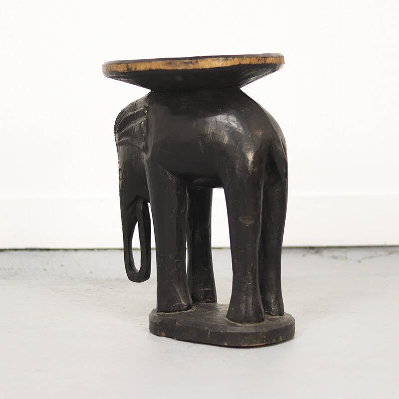 Antique Folk Art Colonial Elephant Side Table / Pedestal