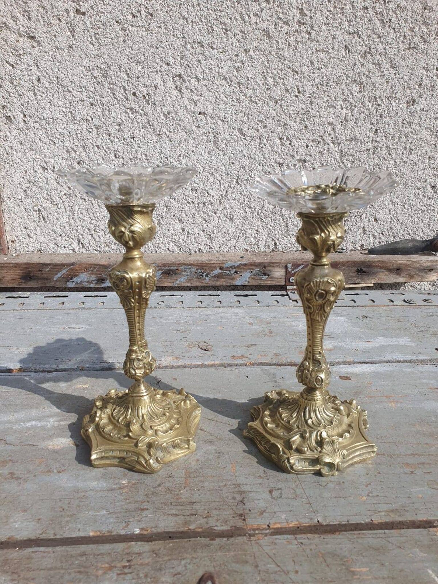 paire bougeoirs bronze