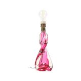 Lampe de table en cristal rose Val Saint Lambert Swirl Sixties