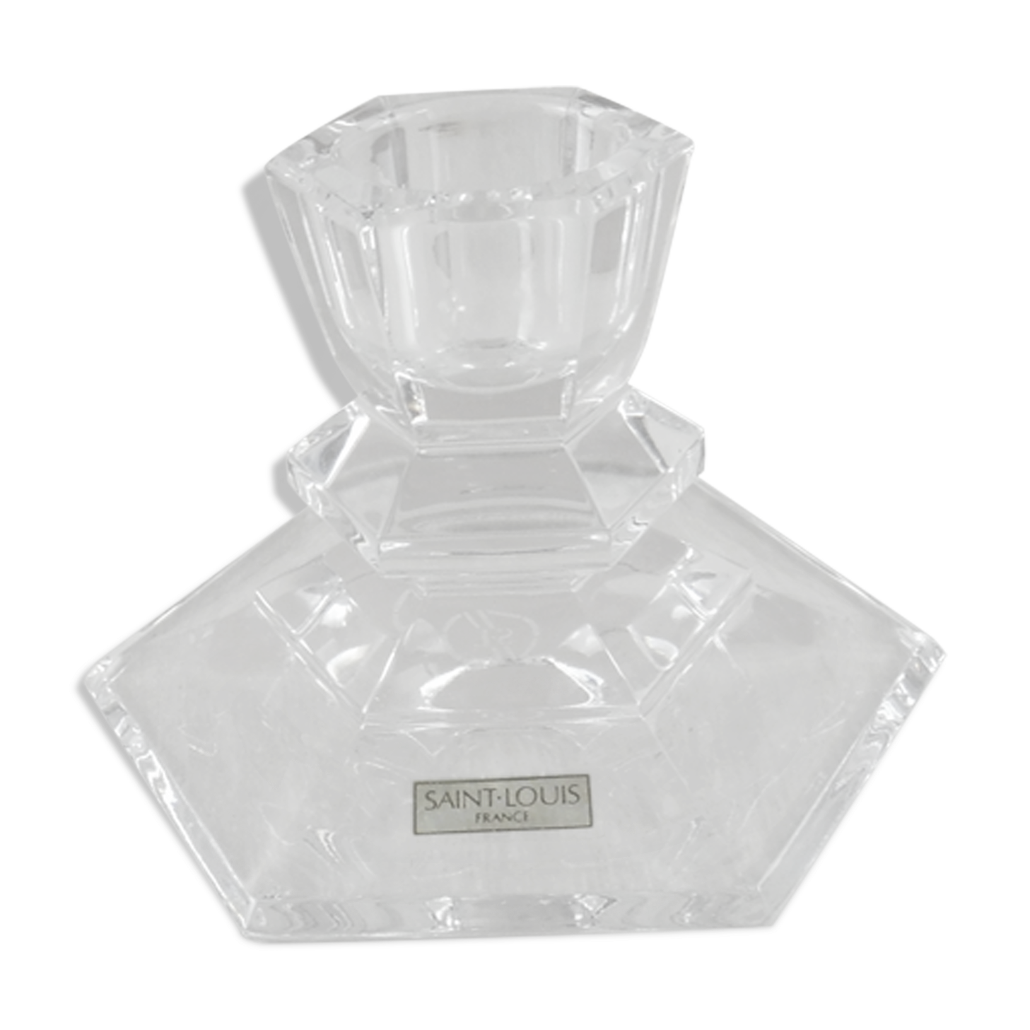 Ancient candlestick, hexagon shape Jardy, St. Louis crystal