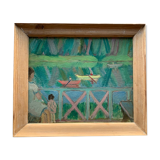 View of the terrace oil on panel