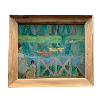 View of the terrace oil on panel