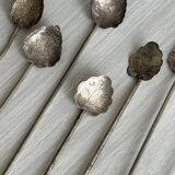 Cuillère vintage en métal ancien, motif feuille