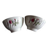 vintage lot 2 bols décors rose avec feuillages