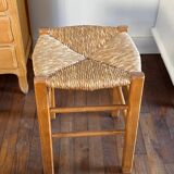Wooden and straw stool