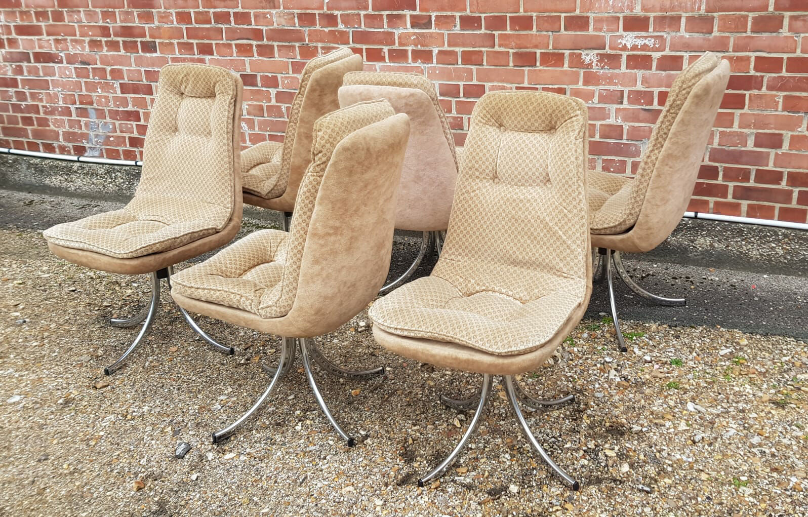 Series of 6 velvet chairs, Gastone Rinaldi 1970
