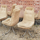 Series of 6 velvet chairs, Gastone Rinaldi 1970