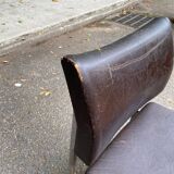 Scandinavian chair in skai leather and chrome steel, 1970s