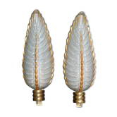Pair of art deco Ezan glass and Petitot bronze sconces