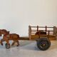 Antique wooden pull-along toy, horse and cart, 1960s