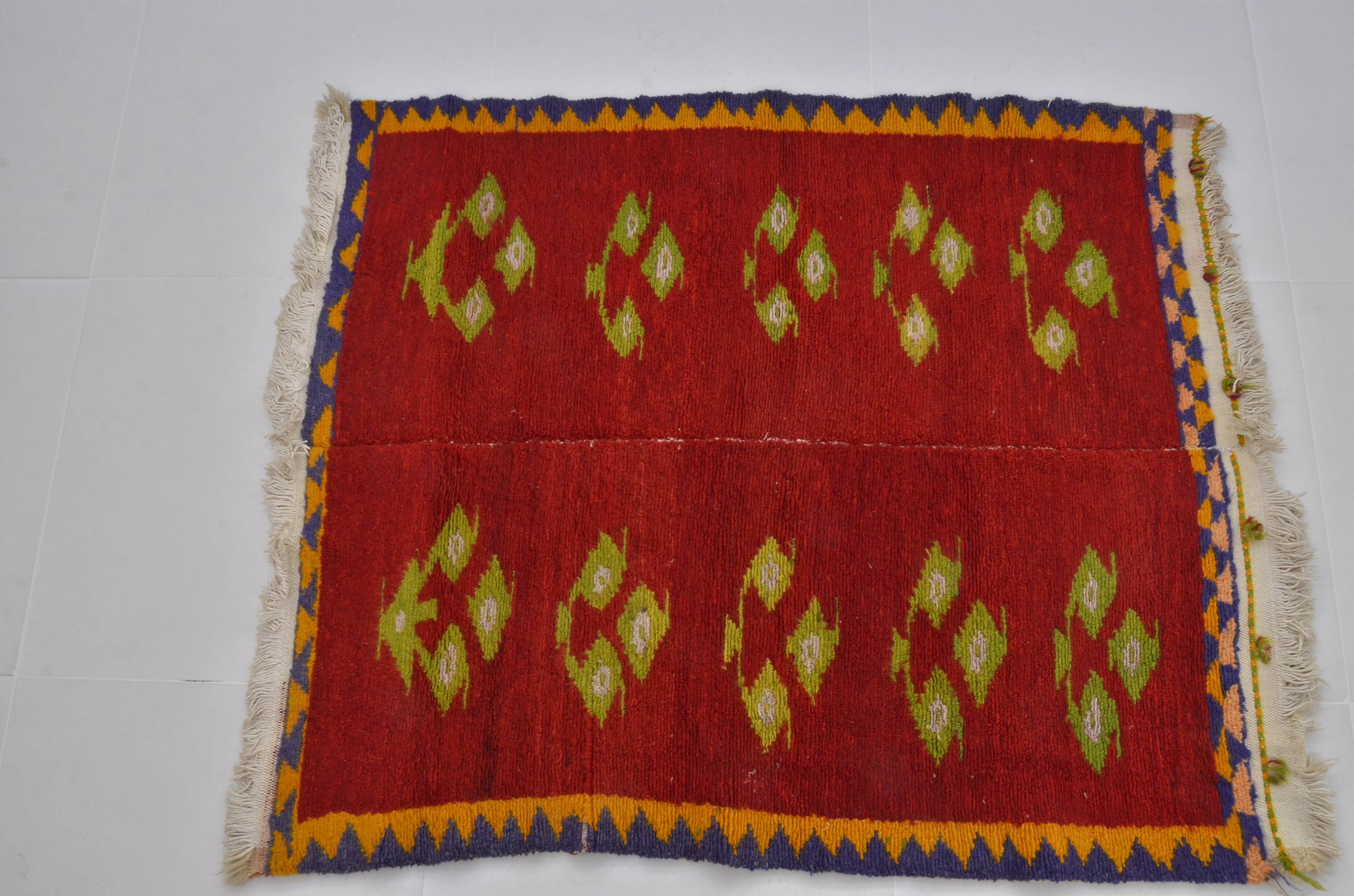 Vintage Handmade Angora Wool Rug sku 1670