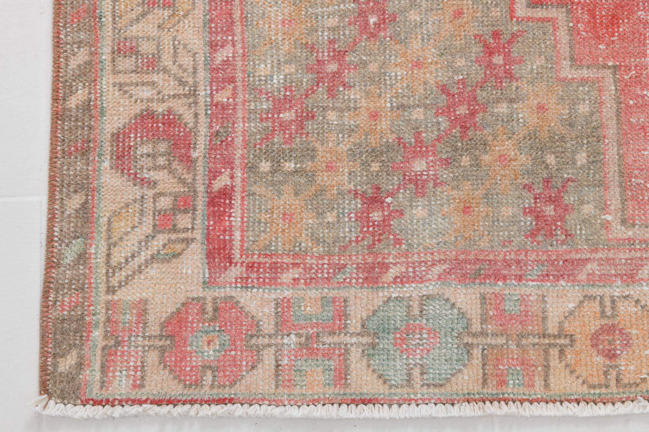 4x8 Red & Yellow Pastel Vintage Rug, 117x254Cm SK 20718