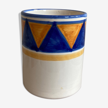 Blue porcelain and mustard vase
