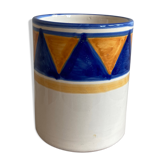 Vase en porcelaine bleu et moutarde