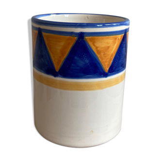 Blue porcelain and mustard vase