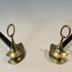 Pair of Bronze Chenets in Neoclassical Style in the Form of an Oil Lamp