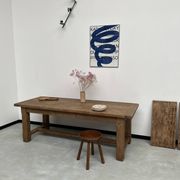 Large solid oak farm table with its extensions, 1950s