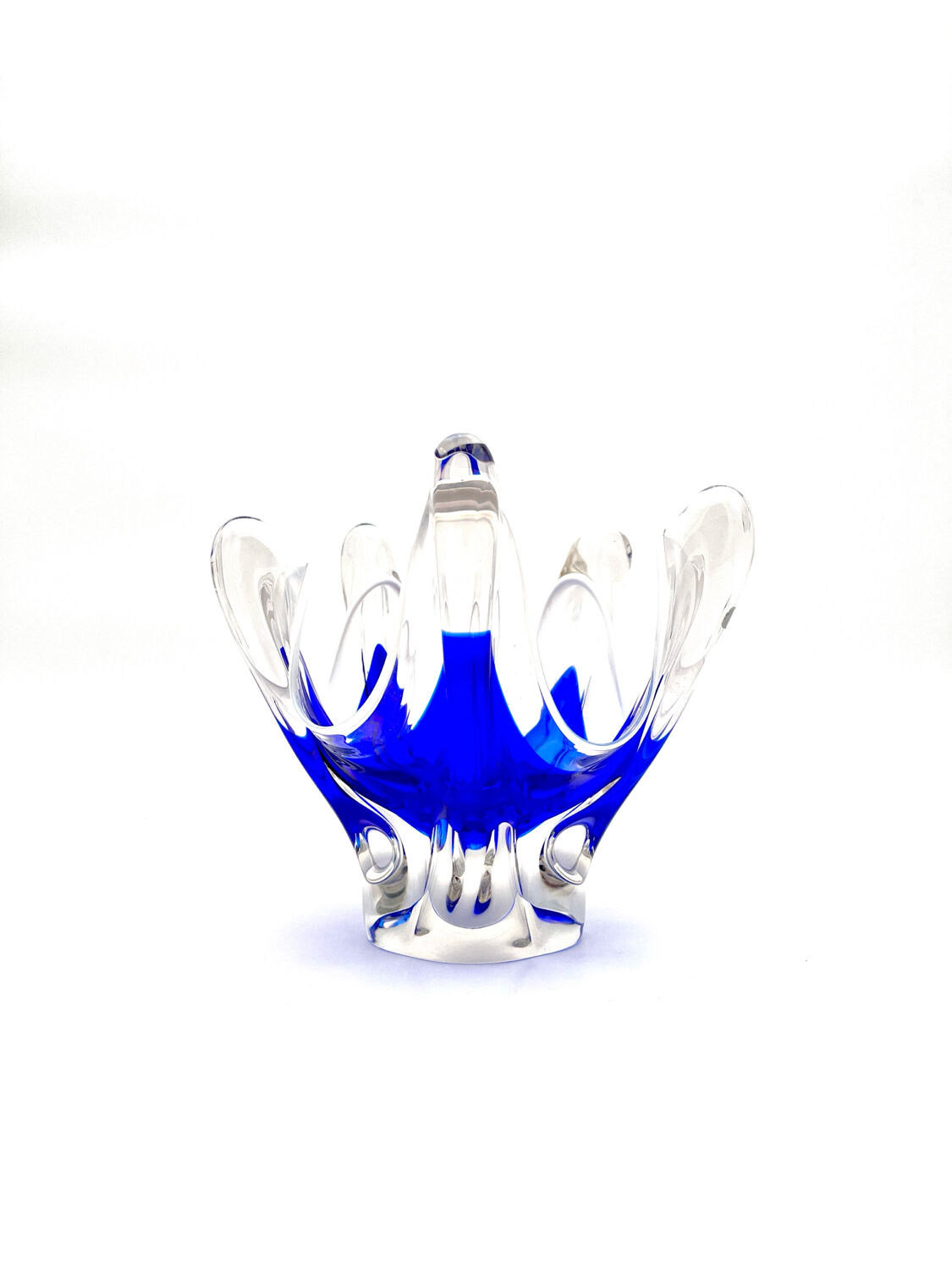 Hospodka Chřibská Crystal Bohême Blue Cobalt and Opaline Cup Circa 60