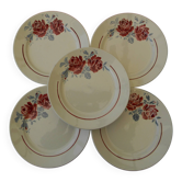 5 flat plates in earthenware from BADONVILLER. Strasbourg model.