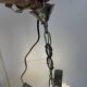 Vintage chandelier with 4 glass bubble globes and silvered metal.
