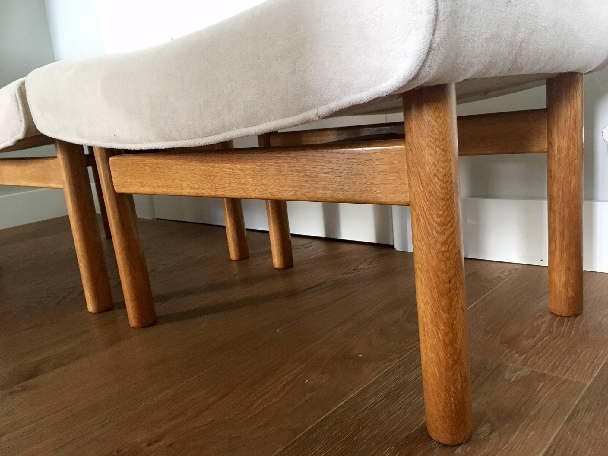 Pair of oak stools in modern Scandinavian style made by Willy Beck.
