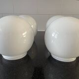 Ensemble de 4 abat-jour en verre opalin pour plafond, lampes rondes blanches vintage