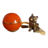 1930s marble lamp with orange globe