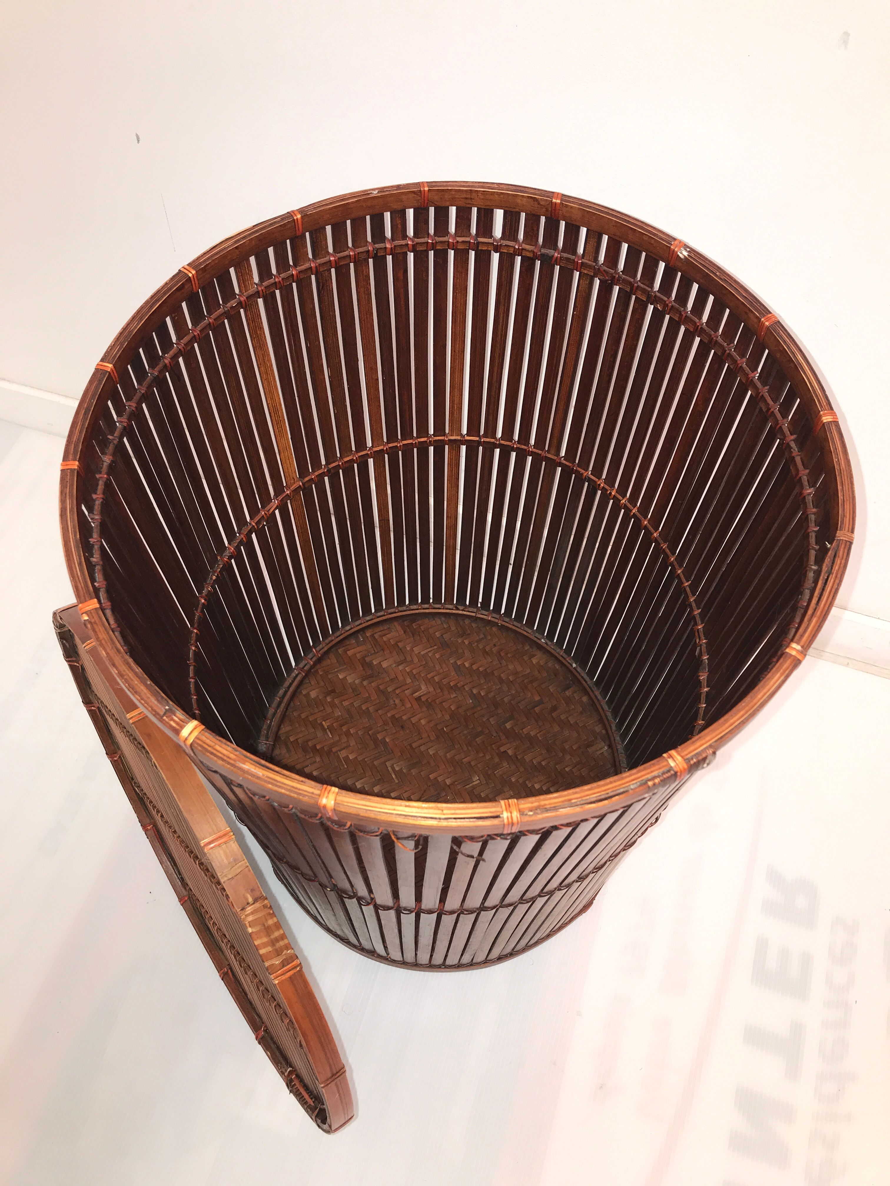 Vintage oval wicker linen basket