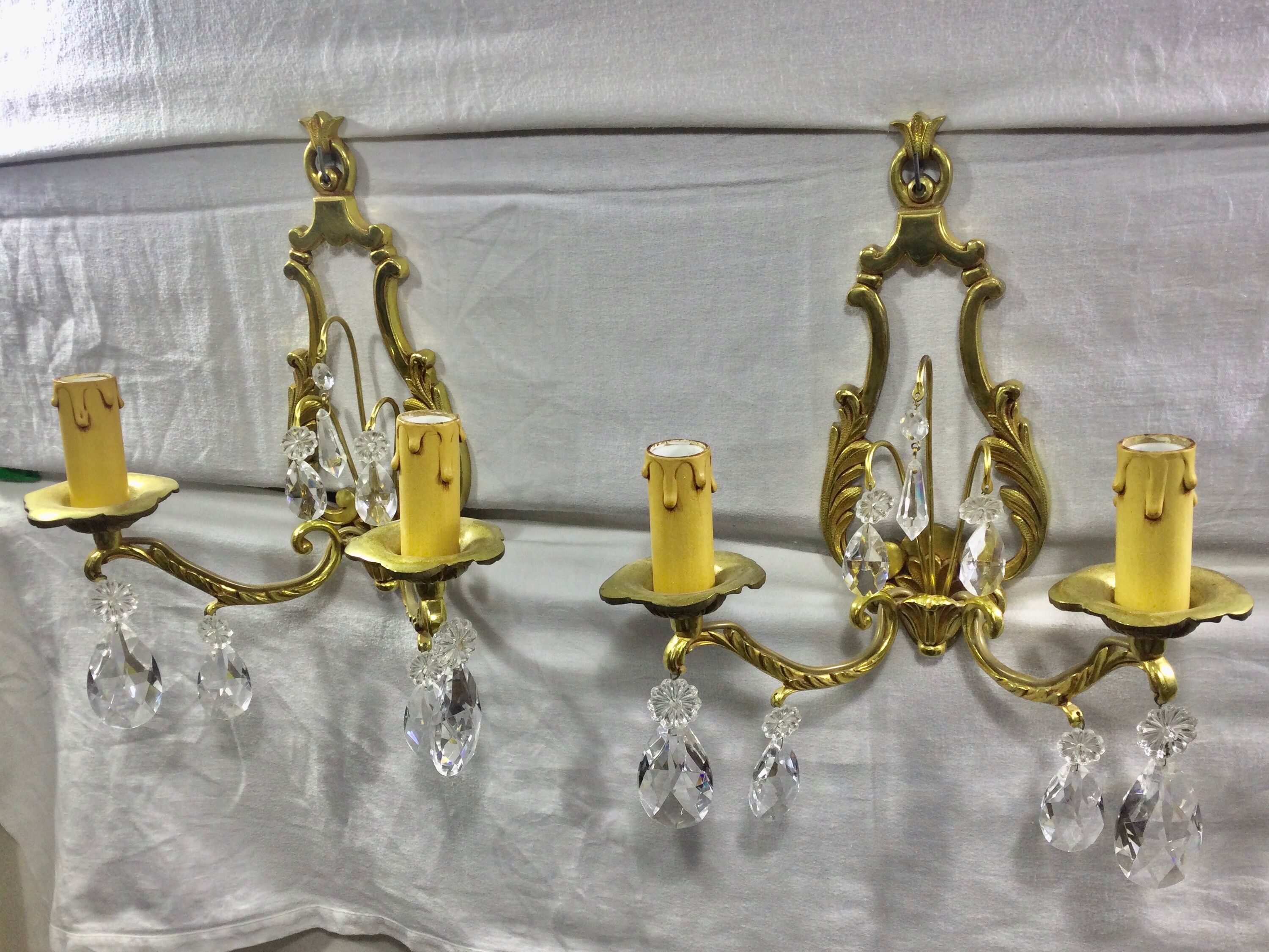 Pair of Wall Lamp Bronze And Crystal 2 Lights