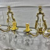 Pair of Wall Lamp Bronze And Crystal 2 Lights