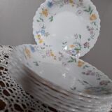 8 hollow plates flower pattern, festoon, model Hortense de Arcopal, vintage 1990