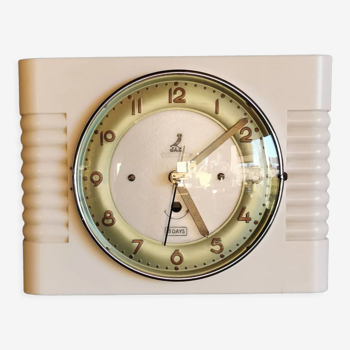 Rectangular silent vintage wall pendulum clock "Jaz white green"