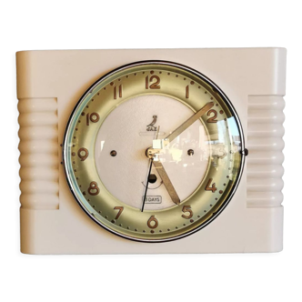 Rectangular silent vintage wall pendulum clock "Jaz white green"