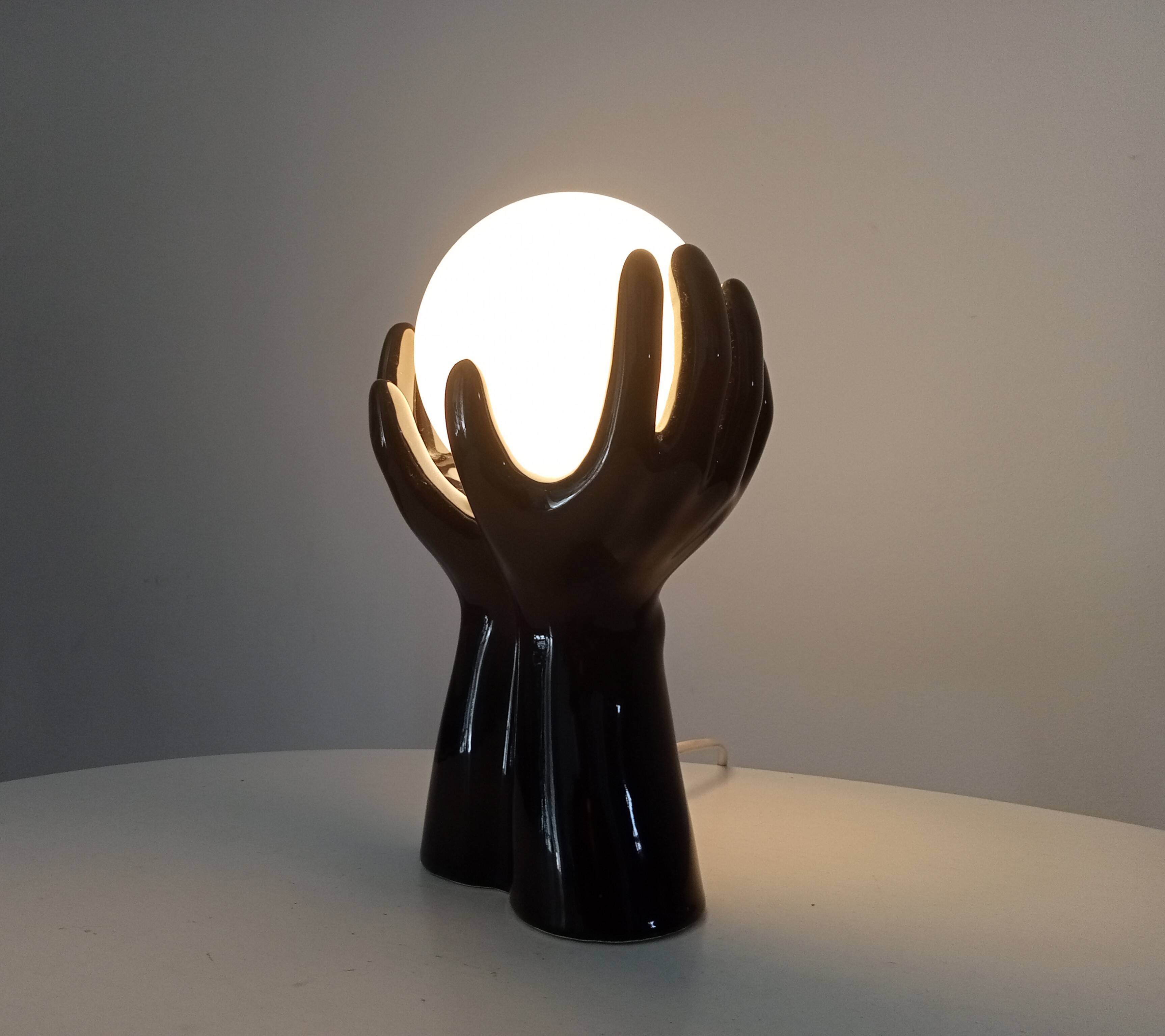Vintage Italian ceramic and opaline lamp from the 80s