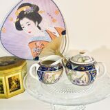 Small milk jug and sugar bowl from Japan with floral patterns from the 1930s/1940s.