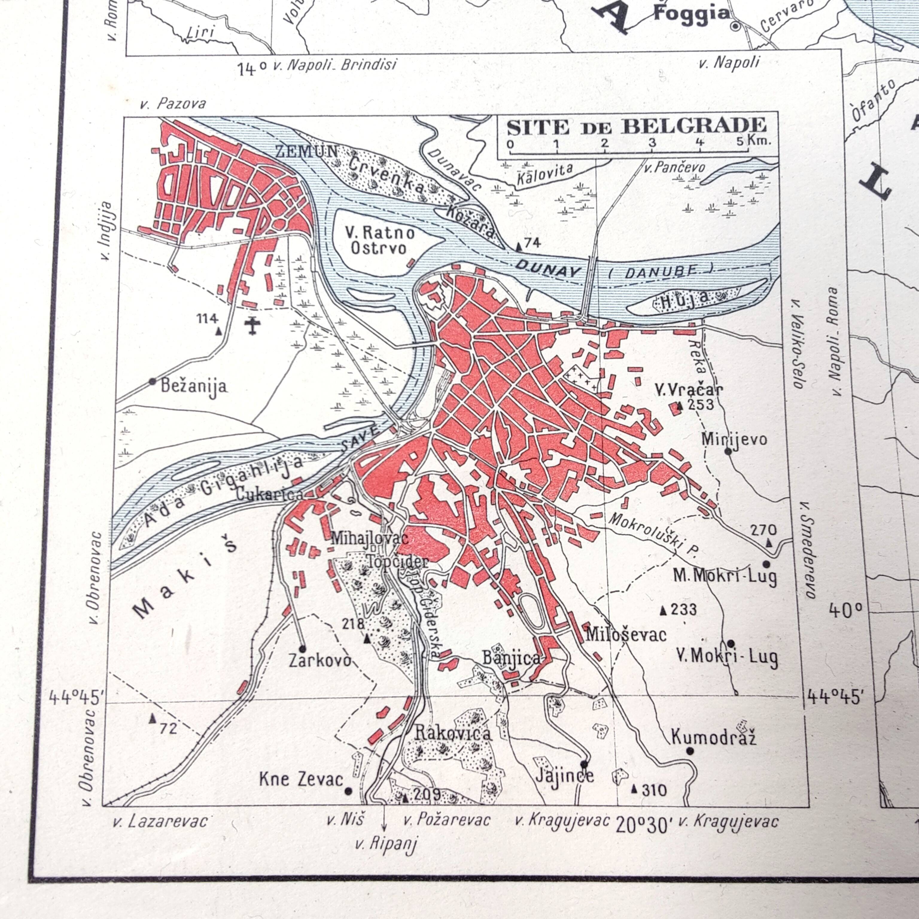 Old map of Yugoslavia and Albania 43x43cm from 1950