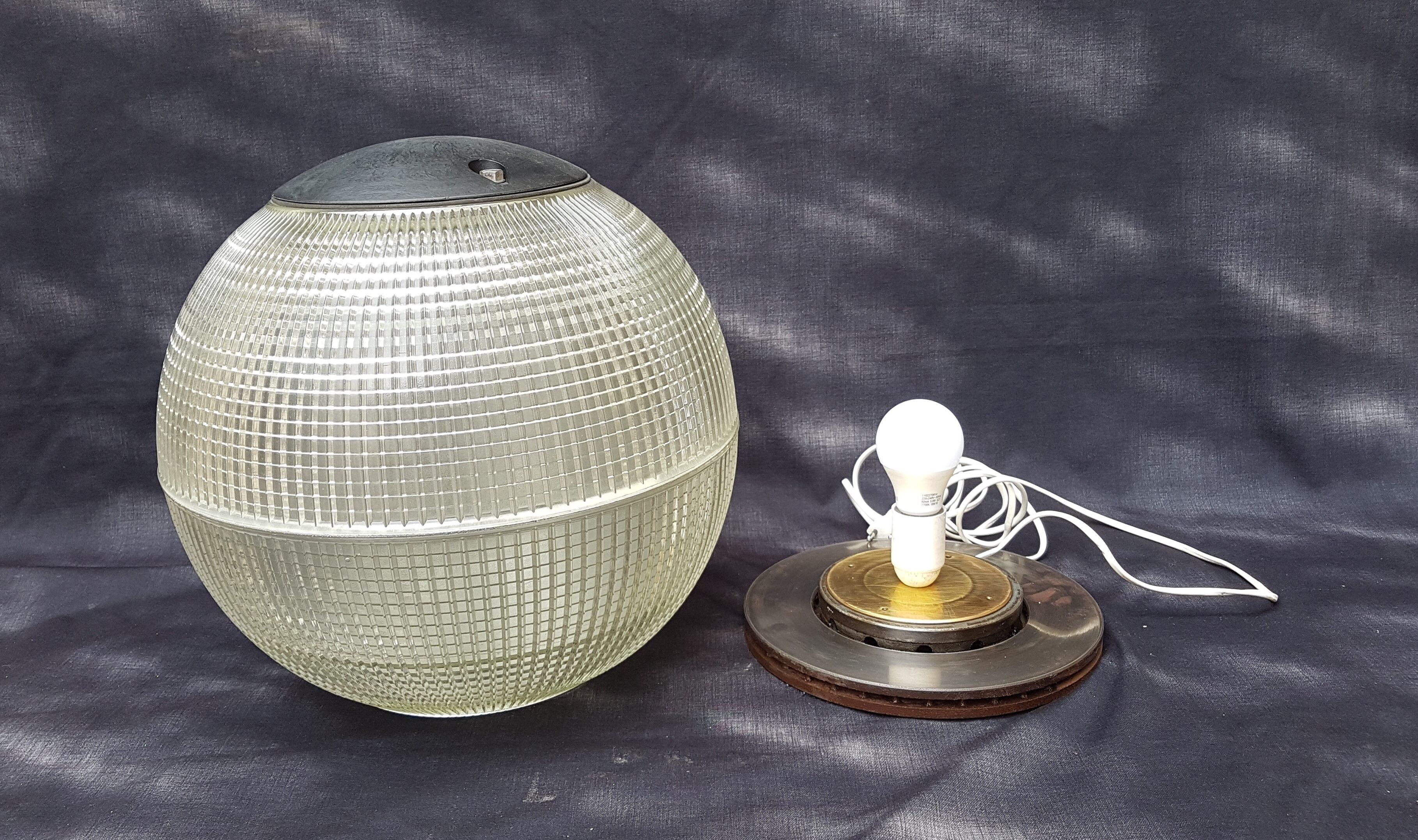 Holophane ball lamp on pedestal