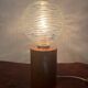 Cylindrical base lamp in solid wood and chiseled glass globe