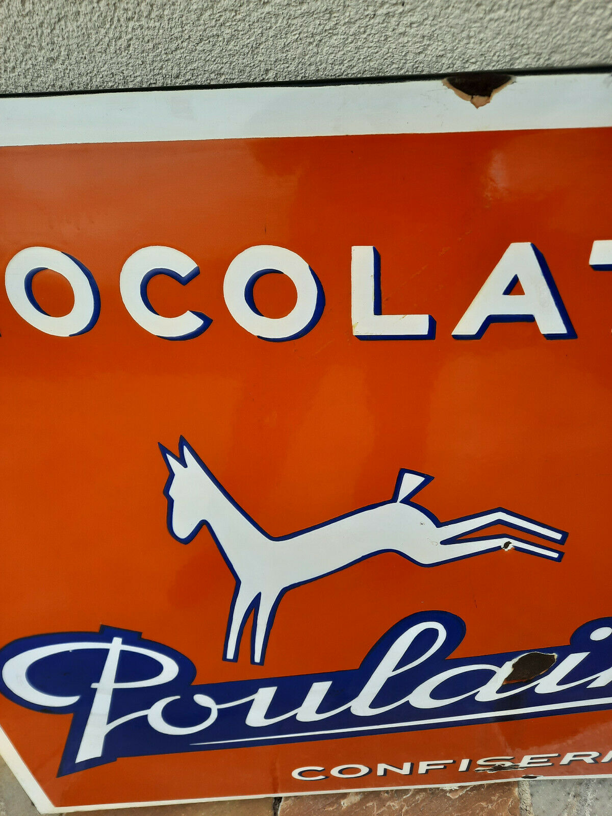Plaque émaillée Ancienne Chocolat Poulain - Publicité Vintage, état D'occasion