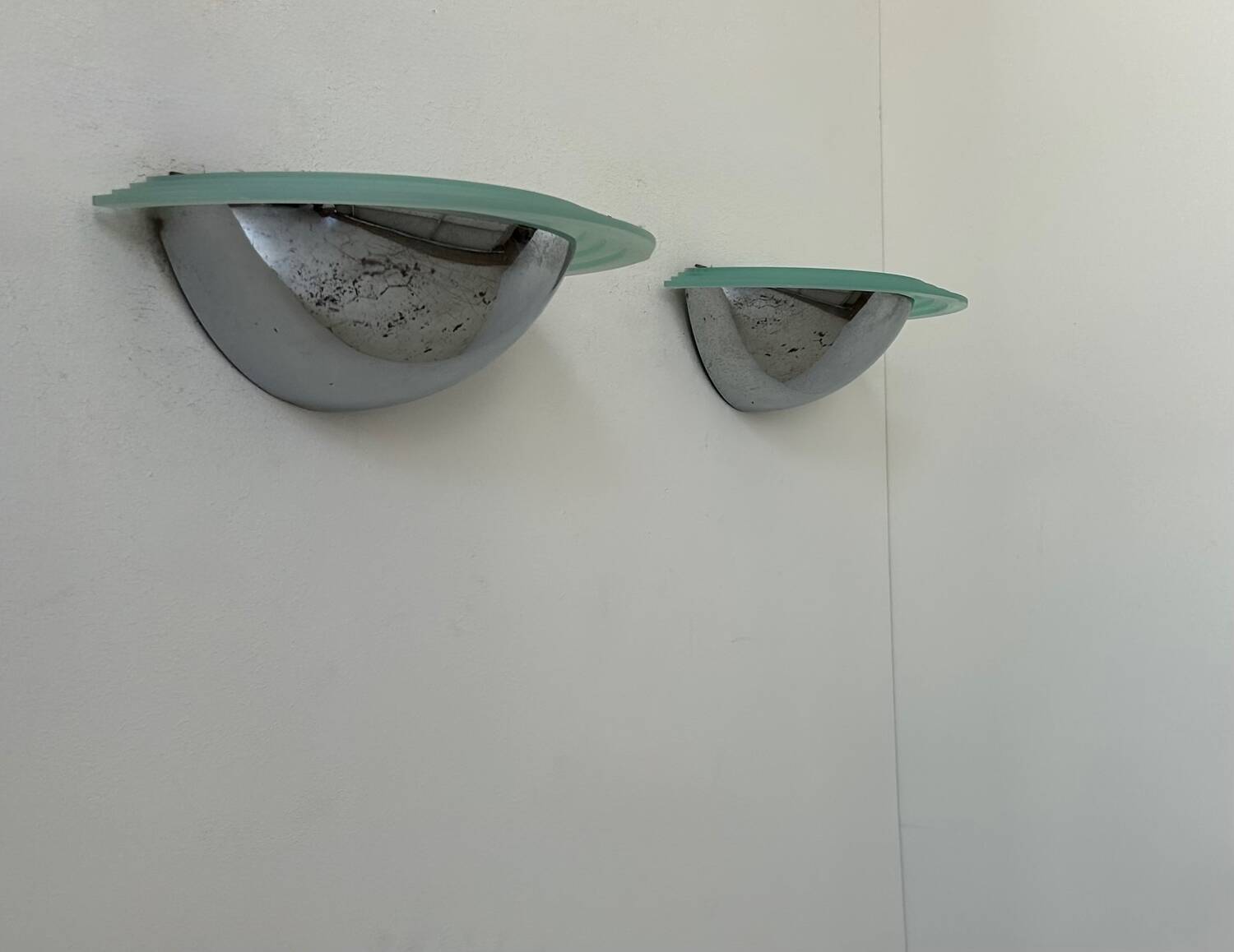 Pair of vintage wall lights, chrome and altuglass, Sweden 1970