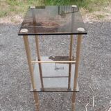 Gold metal and glass console