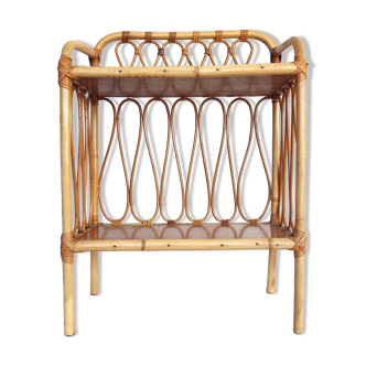 Bamboo and rattan bedside shelf
