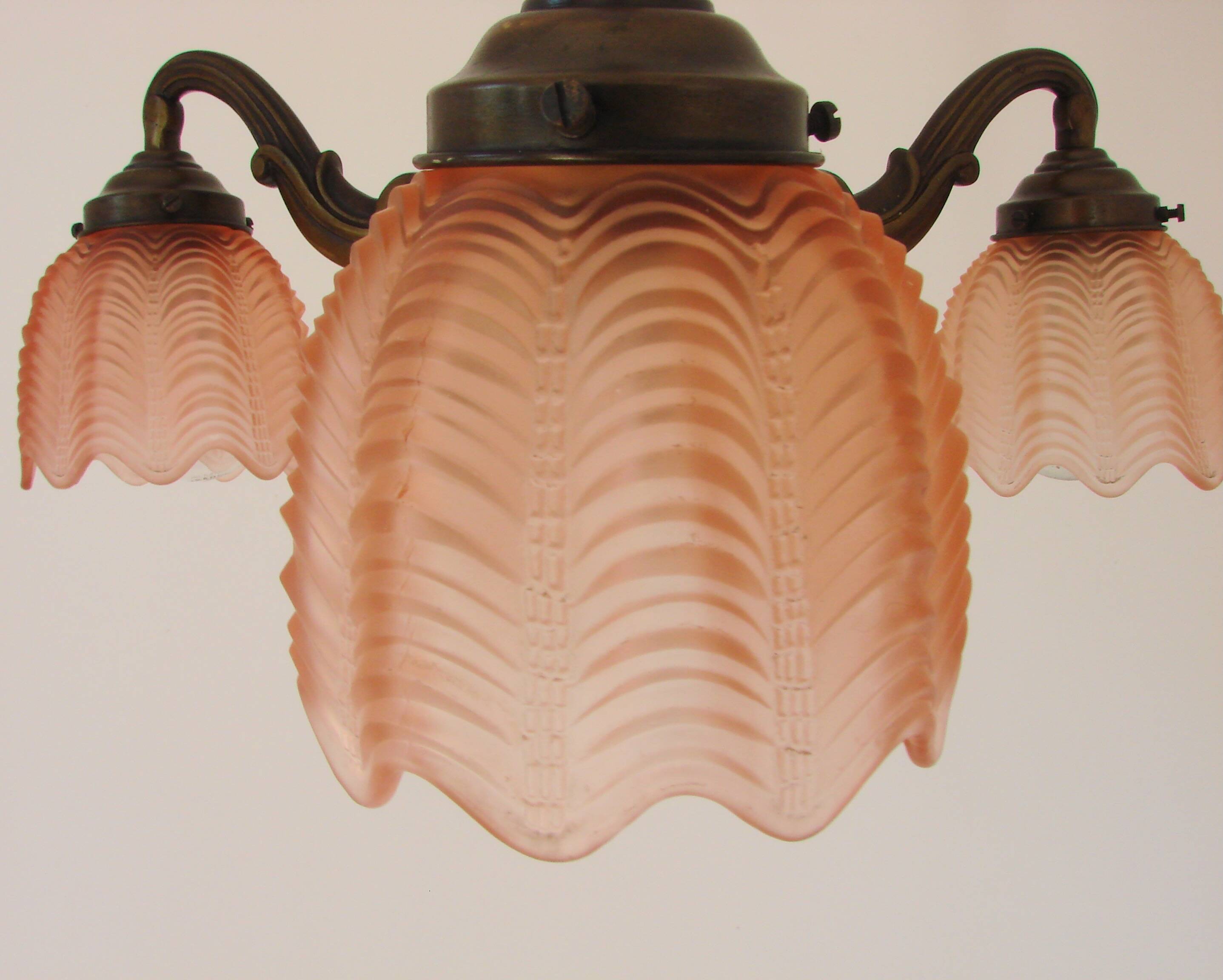 Art Deco bronze chandelier, 1920s.