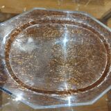 Large smoked lucite tray surrounded by chrome metal, 1970s