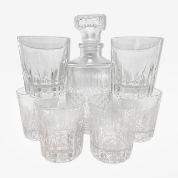 Carafe à whisky et ses 6 verres en cristal